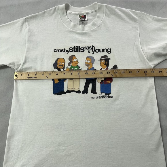 Vintage Crosby Stills Nash Young Shirt Men Medium Simpsons Tour of America 2002 - Picture 8 of 11